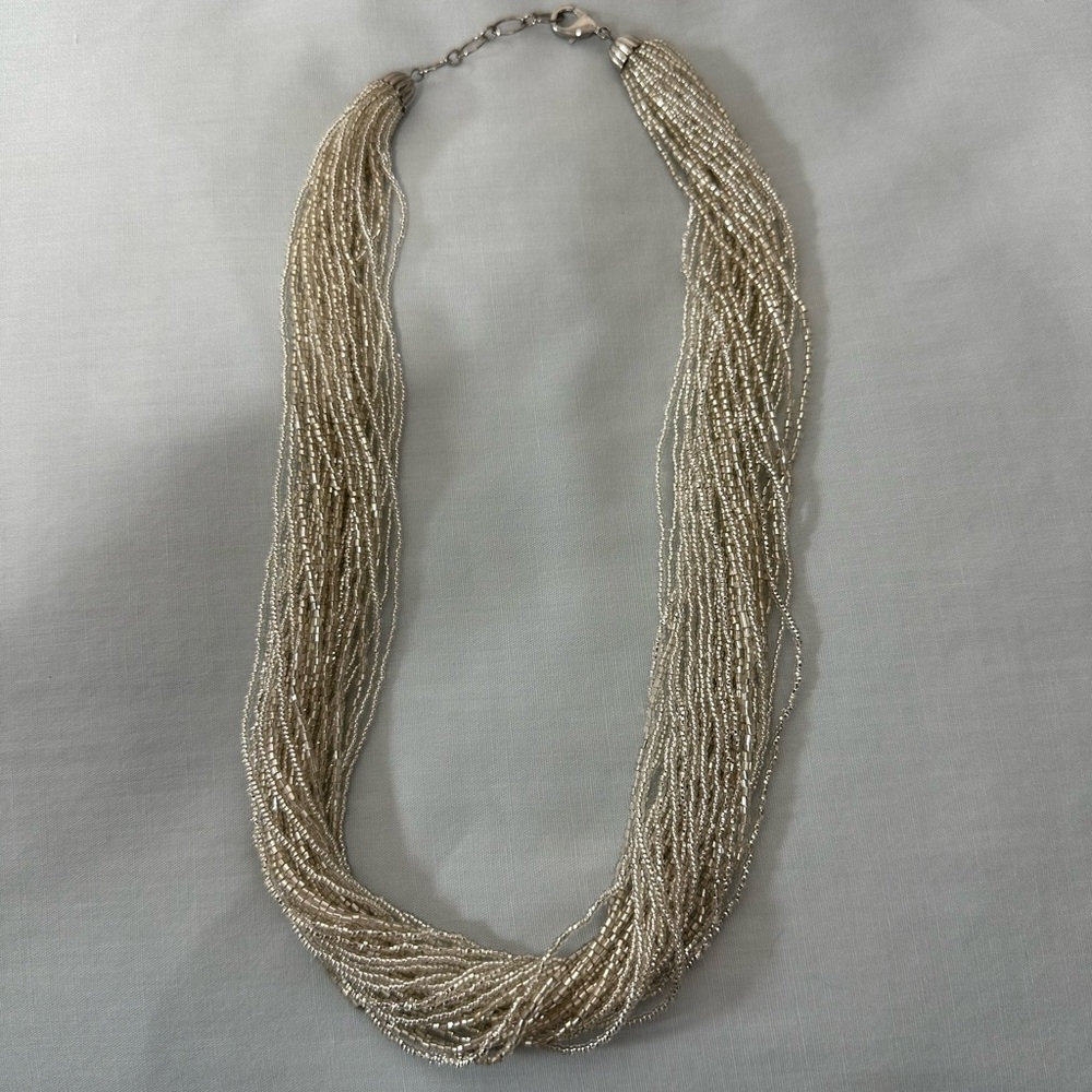 Elegant Silver Beaded Necklace